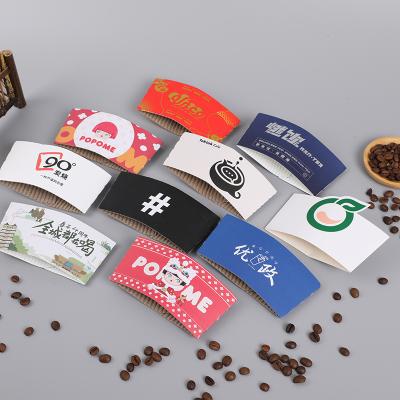 China Wholesale Disposable Custom Cup Sleeve Holder Disposable Hot Paper Cup Sleeve Custom Coffee Cup Paper Sleeve With Logo for sale