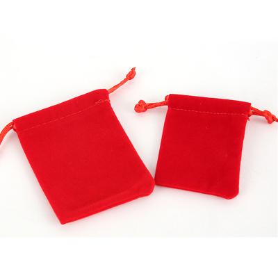 China Packaging Bags Logo Red Gift Jewelry Packaging Customized Velvet Pouch Drawstring Bag Hot Sale Customized for sale