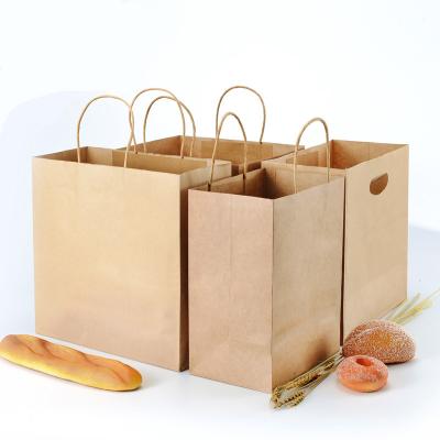 China Recyclable Reusable Food Delivery Bags Customize Paper Bags Kraft Food Delivery Environmental Protection Coffee Kraft Paper Bag With Handle for sale