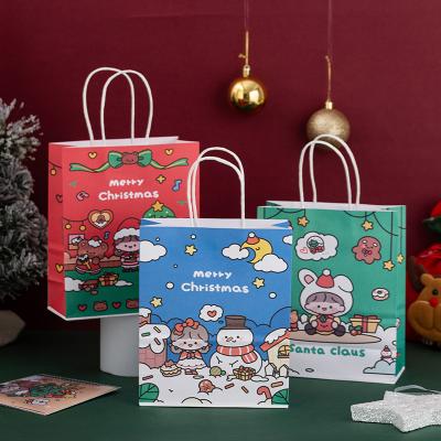 China Recyclable Cute Cute Korean Style Gift Bear Paper Bag Cartoon Simplicity Christmas Red Christmas Wrapping Paper Bag for sale