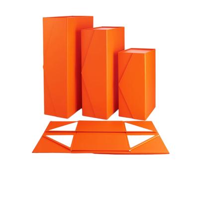 China Large Gift Box Materials Sales Customizable Magnetic Colorful Hot Orange Magnetic Gift Box Lid Recycled Magnetic Gift Box for sale