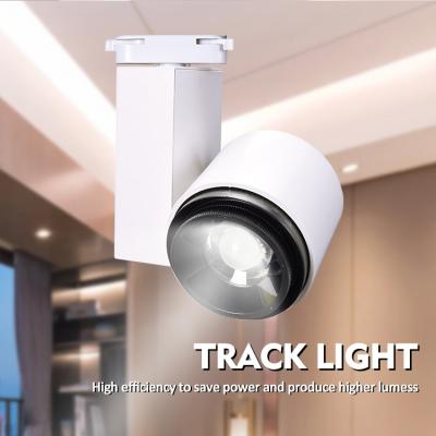 China Aluminum Adjustable High Lumen Energy Savings COB Ceiling Rail Track Light 3000K 30W Efficient Spot Led Track Light for sale