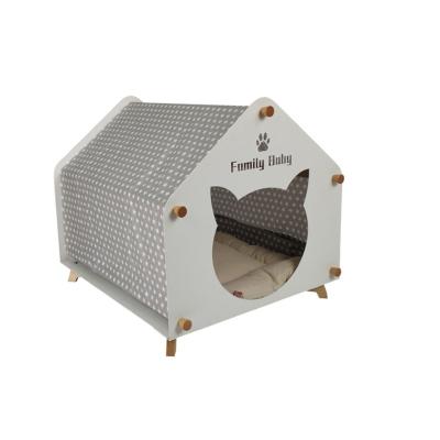 China Sustainable 2024 Wooden Pet Furniture Luxury Small Animals Foster Cat Cabinet Cat Villa House For Cats for sale