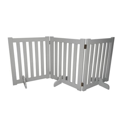 China Sustainable 24 inch Height Wooden Dog Gate for The Home Indoor Folding Pet Barrier white color pet fence for sale