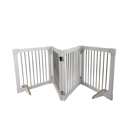 China Sustainable Tall Foldable Pet Fence Wooden Dog Gates Free Standing Pet fence for Dog Cat Baby for sale