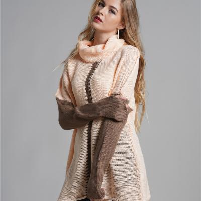 China Wholesale Women's Anti-Shrink Long Sleeve Turtle Neck Sweater Sweater Color Block Patchwork Jumper Tops for sale