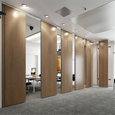 China Modern Customizable Temporary Movable Aluminum Frame Hotel Wall Finishes Sliding Sliding Hotel Divider Wooden Acoustic Movable Division for sale