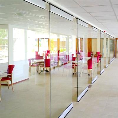 China Contemporary Top Backed Balcony Sliding Glazed Door Folding Glass Door Hardware for sale