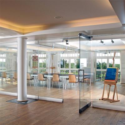 China Contemporary Office Frameless Aluminum Alloy And Movable Sliding Partition Wall Soundproof Folding Doors for sale