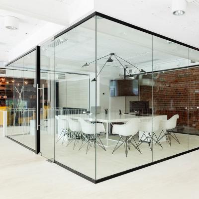 China Office Glass Partition Walls Contemporary Frameless Glass Division With Access Door For President Room for sale