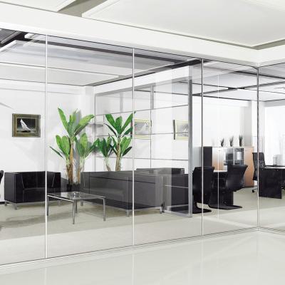 China Contemporary Single 10/12mm Tempered Frosted Glass Wall Partition For Office With Cheap Price Simple Design for sale