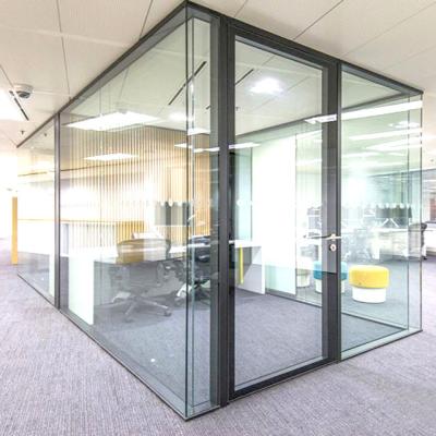 China Double Layer Contemporary Glazed Partition Wall For Office Meeting Room Acoustic Glass Partition for sale