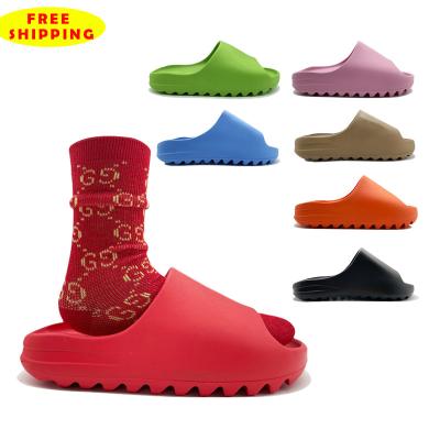 China Free shipping custom fashion trend eva foam injection unisex shoes lace orange yeezy slides slippers for women men for sale