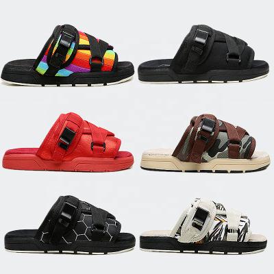 China CUSHIONING SPORTS Non-slip Nylon PVC Print Logo Label Buckle Home Slippers Designer Mens Slippers Sandals For Men for sale