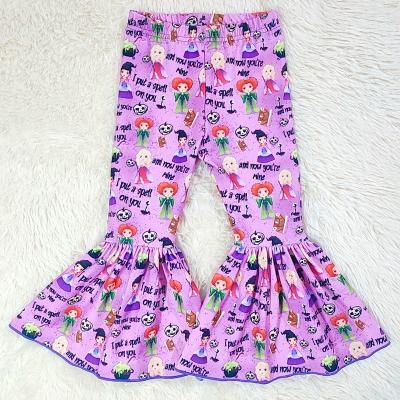 China Low moq viable milk wholesale toddler girls bell bottom baby silk sunflower icing leggings for sale