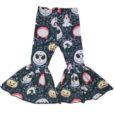 China Low moq viable milk wholesale toddler girls bell bottom baby silk sunflower icing leggings for sale