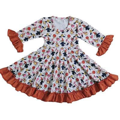 China Autumn Halloween Girls Fashion Print Breathable Lace Stitching Spin Dress for sale