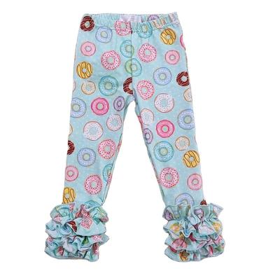 China Sustainable Kids Boutique Clothes Printed Baby Leggings Wholesale Toddler Babies Ruffles Leggings Pants for sale