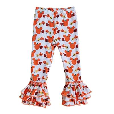 China Sustainable Kids Boutique Clothes Printed Baby Leggings Wholesale Toddler Babies Ruffles Leggings Pants for sale