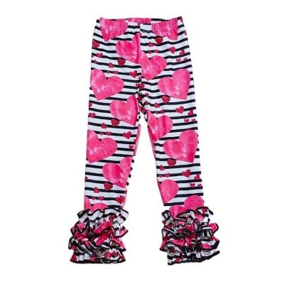 China Wholesale Adorable Viable Valentine Style Baby Clothes Pants Kids Ruffle Icing Girls Clothing Legging for sale