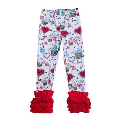 China Wholesale Viable Boutique Baby Gaiters Valentine's Day Kids Pants Babies Ruffles Gaiters Kids Pants for sale