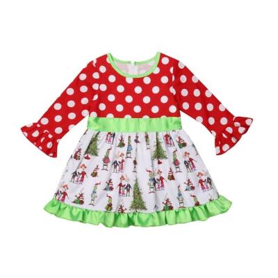 China Wholesale Breathable Red Green Plaid Christmas Girls Christmas Baby Clothing Long Sleeve Dress for sale