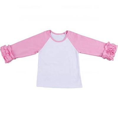 China Viable kids T-shirts wholesale icing raglan shirts ruffle raglan shirt for sale