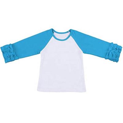 China Viable Factory Price Ruffles Kids Girls Tops Toddler Boutique Clothing Kids Girls Raglan Sleeve T-Shirt for sale