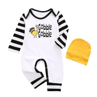 China 2020 NEW CSI Beatable Halloween Long Sleeve Romper + Sleeve Hat Two Piece Set Popular Alphabet Pumpkin Print One Piece In Stock for sale