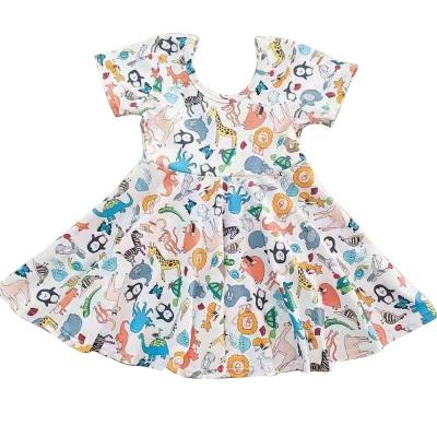 China New Children Anti-wrinkle Baby Girl Cartoon Dress Elegant Princess Fashion Twirl Dress For Girl Summer Baby Cotton Milk Silk Twirl Dress for sale