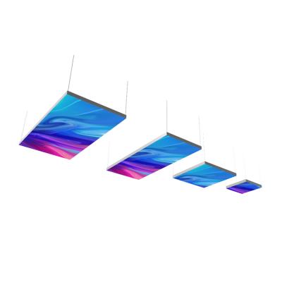 China Shopping Mall 60CM Rectangle Lighted Frameless Suspended Tension Fabric LED Ceiling Graphic Light Box for sale