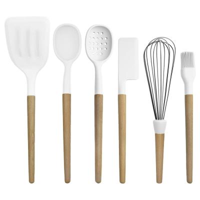 China Viable Modern Simplicity Portable Kitchenware Spatula 10 Pieces Set Wooden Handle Silicone Kitchenware Set for sale