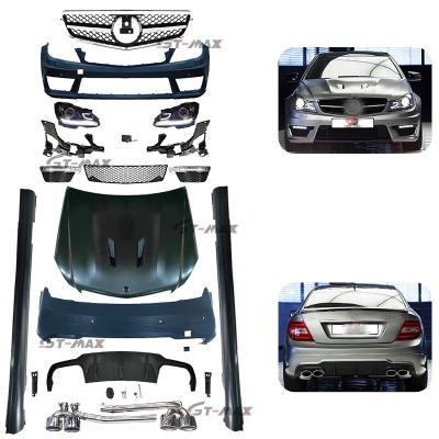 China 63 amg style plastic body kit for Mercedes Benz C260 class W204 front bumper rear bumper for Mercedes Benz C class W204 facelift 1 - 2s for sale