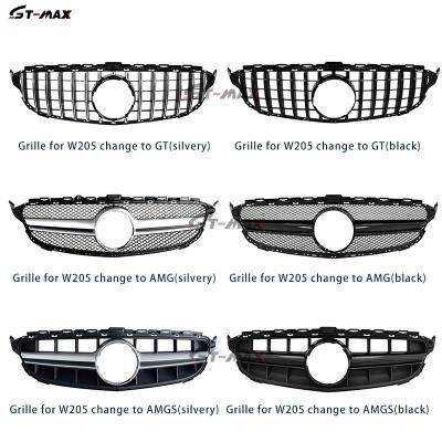 China ABS Plastic 2016 Grill 2017 2018 Glossy Black For BENZ W205 AMG Grill Grille Use Car Mercedes-BENZ GTR W205 C200 C260 for sale