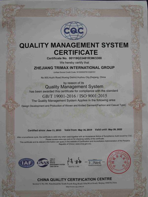 ISO9001 - Zhejiang Trimax International Group