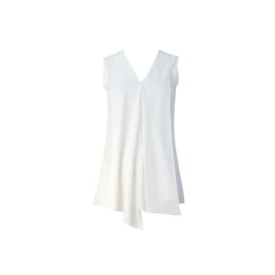 China Breathable Loose Fit V-neck Cut&Sew Sleeveless Top Chiffon Top With Fabric Knitting Vest for sale