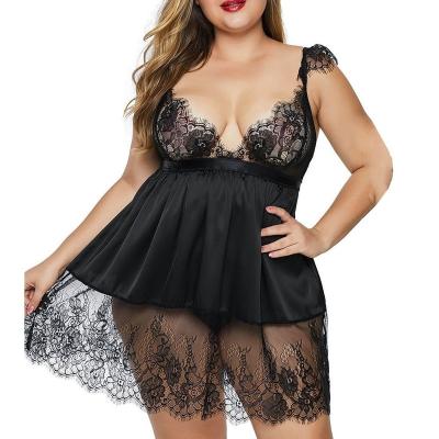 China High quality sexy lingerie mature woman plus size sexy lingerie women lace up nightgown g-string lace up sexy sleepwear women for sale