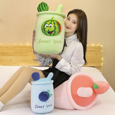 China Plush IN RUNNING soft kawaii plushie plush fruit blueberry peach watermelon boba cute boba pillow cushion stuffed bubble boba tea plush toy for sale