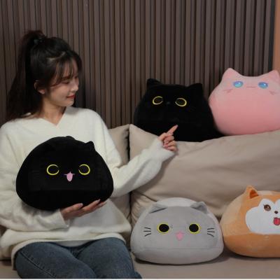 China Plush IN stock custom cute soft kawaii plush toy black cat dog cat pillow animal white cushion for sale