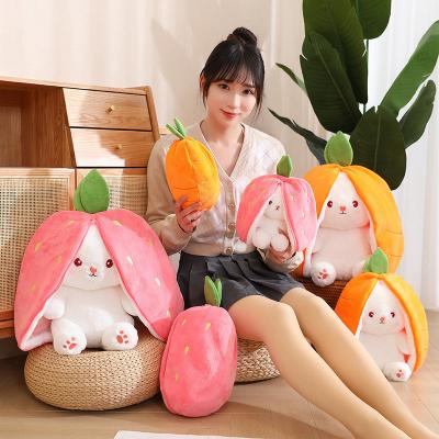 China Plush IN THE RUNNING soft kawaii plushie plush strawberry carrot rabbit cute pillow cushion stuffed fruit Bunny Rabbit stuffed animal toy for sale