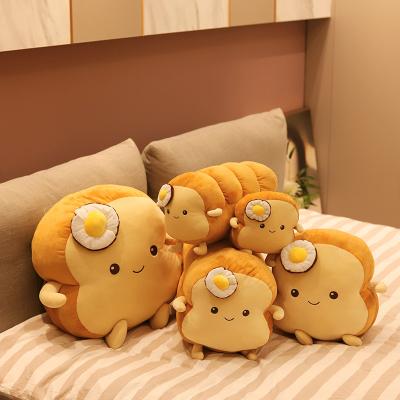 China Plush IN THE RUNNING Soft Cute Slice Stuffed Bread Toast Fried Egg Food Pillow Stuffed Toy Kawaii Plushie Plush Toy for sale