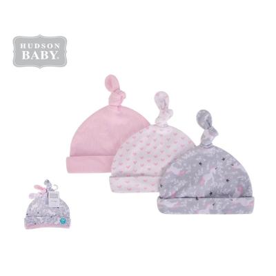 China Wholeasle Hudson Baby Hat Set Baby Washable Girls Knotted Hat with Unicorn Picture 100% Cotton for sale