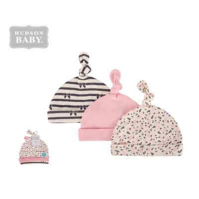 China Hot Sale Hudson Baby Hat Set Newborn Washable Baby Tied Hat With Striped 100% Cotton for sale