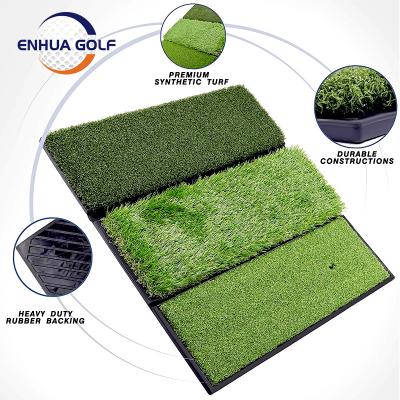 China Factory Golf Mat Foldable Durable Tri Turf Golf Hitting Mat 24x24 Inches 3 In 1 Golf Putting Aids for sale