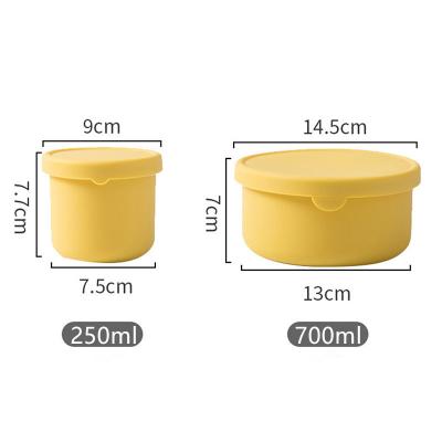 China Wholesale Silicone Bento Microwave Freshness Preservation Adults 250ml+700ml Round Lunch Food Storage Containers Set for sale