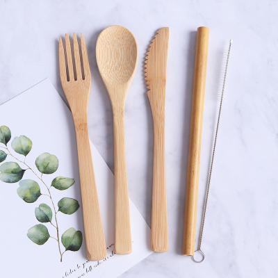 China Wholesale 6pics Sustainable Bamboo Cutlery Set Eco Friendly Products For Travel Bamboo Dinnerware Set for sale