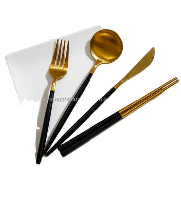 China Sustainable 304 Stainless Steel Gold Flatware Set Bulk Flatware Set for sale