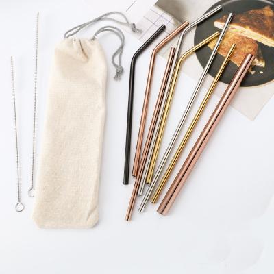 China Sustainable Custom Printed Reusable Drinking Straws Stainless Steel Metal Straws With Brush for sale