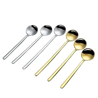 China Sustainable Round Tea Spoon Titanium Clad Stainless Steel Teaspoon Stirring Spoon for sale