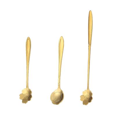 China Viable Creative Golden Coffee Stirring Spoon Dessert Flower Spoon for Gift Spoon Souvenirs for sale